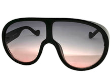 Oversized Exaggerated Vintage Retro Shield Style SUNGLASSES X-Large Black Frame - Gradient Lens 58843