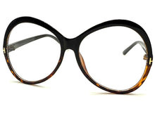 Oversized Vintage Retro Style Clear Lens EYEGLASSES Large Round Black Frame E2085