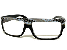 Classic Vintage Retro Hip Hop Rapper Style Clear Lens EYEGLASSES Thick Black Snakeskin Frame 1221