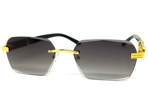 Men's Classy Elegant Luxury Retro Hip Hop Style SUNGLASSES Gold Rimless Frame 7522