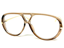 Oversized Classic Vintage Retro Hip Hop Style Clear Lens EYEGLASSES Large Beige & Gold Frame 26008