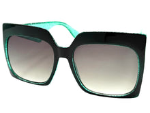 Oversized Exaggerated Vintage Retro Style SUNGLASSES X-Large Square Teal Green Frame 49308