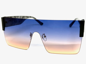 Oversized Exaggerated Modern Retro Shield Style SUNGLASSES Large Rimless Frame 2270