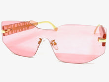 Contemporary Modern Shield Style SUNGLASSES Rimless Pink Frame 5232