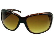 Oversized Classy Elegant Western Cowgirl Style SUNGLASSES Brown Frame with Silver Cross 8368