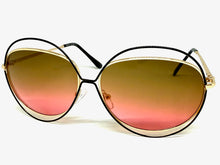 Oversized Exaggerated Vintage Retro Style SUNGLASSES Large Gold Frame A253