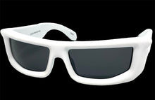 Sleek Modern Futuristic Biker Sporty Wrap SUNGLASSES Thick White Frame 80622