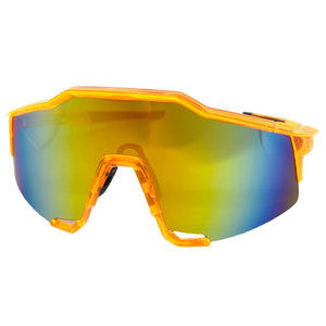 Oversized Retro Sporty Wrap Around Style SUNGLASSES X-Large Neon Orange Frame 7813