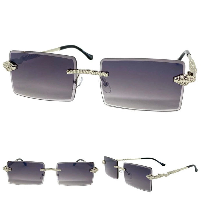 Classy Elegant Luxury Modern Style SUNGLASSES Silver Rimless Frame 7530