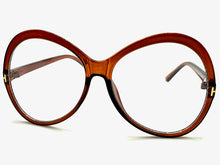 Oversized Vintage Retro Style Clear Lens EYEGLASSES Large Round Brown Frame E2085