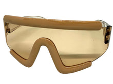 Oversized Exaggerated Modern Rerto Shield Style SUNGLASSES Large Tan Frame 63290