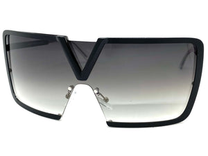 Classy Elegant Luxury Contemorary Modern Shield Wrap Style SUNGLASSES Black Frame 5255