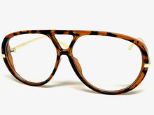 Oversized Classic Vintage Retro Hip Hop Style Clear Lens EYEGLASSES Large Tortoise & Gold Frame 26008
