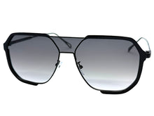 Classy Trendy Bold Modern Retro Shield Style SUNGLASSES Black Frame - Gradient Lens 5399
