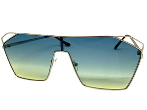 Oversized Sleek Modern Retro Shield Style SUNGLASSES Large Silver Frame 4577