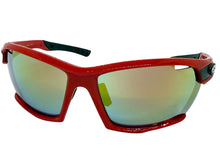 Classic Sporty Wrap Around Style SUNGLASSES Large Red Frame - Gold Lens 2745