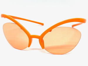 Futuristic Contemporary Modern Wrap Style SUNGLASSES Neon Orange Frame 1226