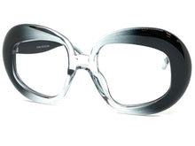 Oversized Classic Vintage Retro Style Large Oval Black & Gray Lensless Eye Glasses- Frame Only NO Lens 80135