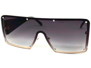 Oversized Contemporary Modern Retro Shield Style SUNGLASSES Large Gray Flat Lens 10861