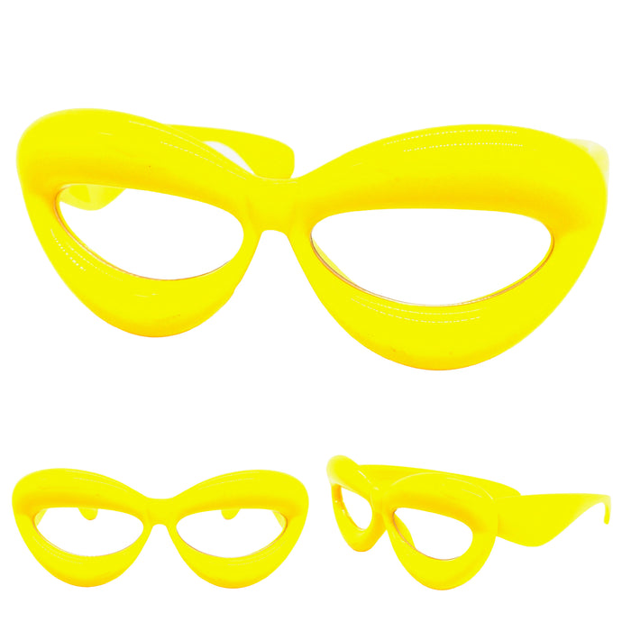 Oversized Exaggerated Retro Clear Lens EYEGLASSES Large Yellow Optical Frame - RX Capable 80555