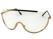Oversized Modern Retro Shield Style Party Raver SUNGLASSES Large Gold Frame AB303