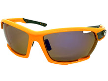 Classic Sporty Wrap Around Style SUNGLASSES Large Neon Orange Frame - Purple Lens 2745