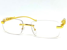 Classy Elegant Sophisticated Luxury Style Clear Lens EYEGLASSES Rimless Gold Frame E0661