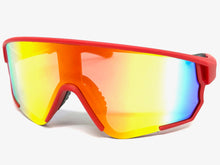 Oversized Retro Sporty Wrap Around Style SUNGLASSES Large Red Frame 9046