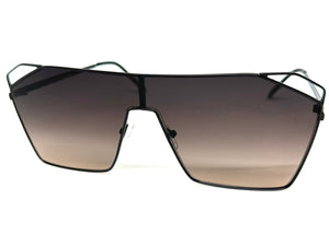 Oversized Sleek Modern Retro Shield Style SUNGLASSES Large Black Frame 4577