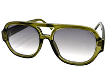 Classic Vintage Retro Style SUNGLASSES Large Thick Olive Green Acetate Frame C005