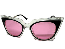 Classic Vintage Retro Cat Eye Style SUNGLASSES Funky Clear & Black Frame 1720