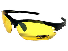Sporty Wrap Around Blue Light Night Driving HD Lens SUNGLASSES Black Frame 3501