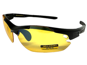 Sporty Wrap Around Blue Light Night Driving HD Lens SUNGLASSES Black Frame 3501