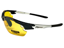 Sporty Wrap Around Blue Light Night Driving HD Lens SUNGLASSES Carbon Fiber Frame 3501