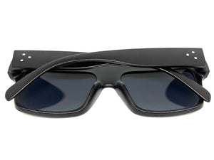 Classic Vintage Retro Style SUNGLASSES Large Matte Black Frame - Dark Lens S050