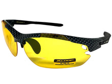 Sporty Wrap Around Blue Light Night Driving HD Lens SUNGLASSES Carbon Fiber Frame 3501
