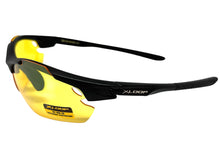 Sporty Wrap Around Blue Light Night Driving HD Lens SUNGLASSES Black Frame 3501