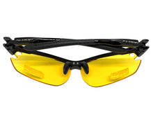 Sporty Wrap Around Blue Light Night Driving HD Lens SUNGLASSES Black Frame 3501