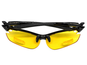 Sporty Wrap Around Blue Light Night Driving HD Lens SUNGLASSES Black Frame 3501