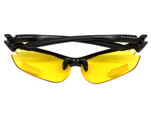 Sporty Wrap Around Blue Light Night Driving HD Lens SUNGLASSES Black Frame 3501