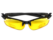 Sporty Wrap Around Blue Light Night Driving HD Lens SUNGLASSES Carbon Fiber Frame 3501