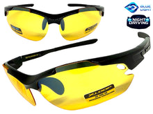 Sporty Wrap Around Blue Light Night Driving HD Lens SUNGLASSES Black Frame 3501