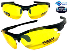 Sporty Wrap Around Blue Light Night Driving HD Lens SUNGLASSES Black Frame 3501