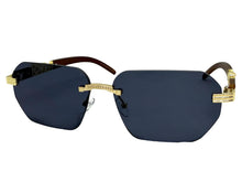 Classy Elegant Luxury Hip Hop Rapper Style SUNGLASSES Gold & Faux Wooden Frame - Dark Lens 27804