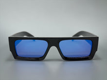Classic Hardcore Biker Gangster Style LOCS SUNGLASSES X-Large Thick Black Frame - Blue Lens 91321
