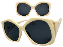 Oversized Exaggerated Vintage Retro Style SUNGLASSES Large Cream Frame - Dark Lens E2003