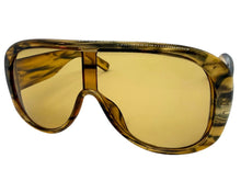 Oversized Modern Retro Shield Style SUNGLASSES Thick Brown Frame - Light Tint Lens 2466