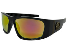 Classic Hardcore Gangster Biker Style Choppers SUNGLASSES Thick Black Frame - Gold Lens 6786