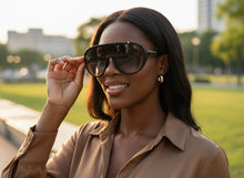Classic Vintage Retro Style SUNGLASSES Black & Gold Frame - Gray Gradient Lens 3093
