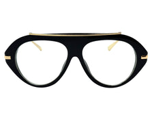 Oversized Classic Vintage Retro Style Clear Lens EYEGLASSES Large Black & Gold Frame 27009